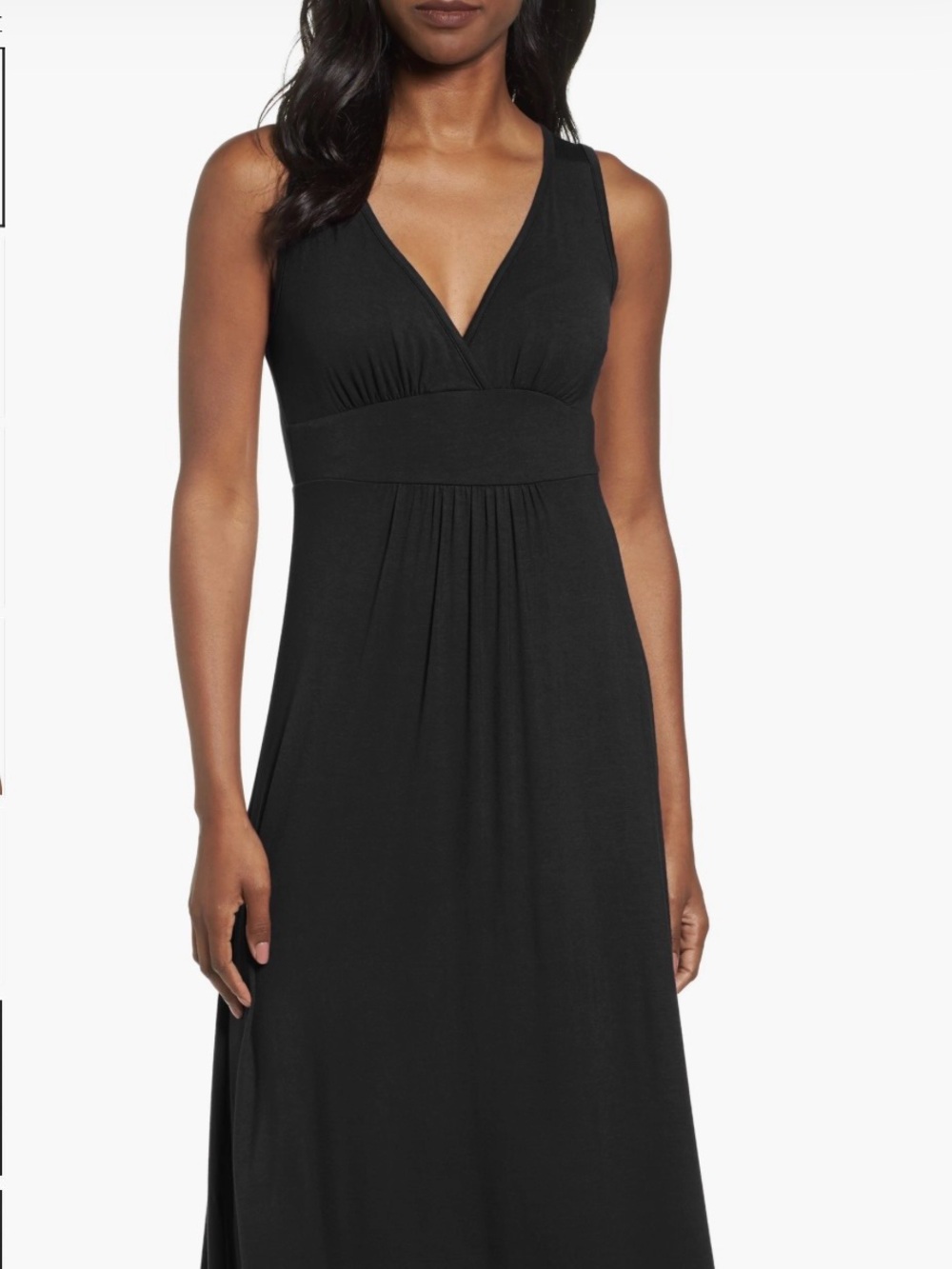 NWT Loveappella Classic Black V-Neck Maxi Tank Dress - Medium